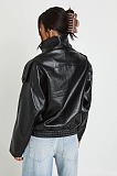 Cropped Cargo Leather Jacket