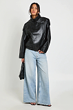 Cropped Cargo Leather Jacket