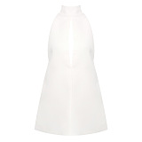 Heavy Crepe Halter Dress in Ivory