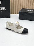 Marry Janes Leather Black & White with Gold Logo Hardware Buckle