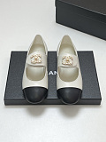 Marry Janes Leather Black & White with Gold Logo Hardware Buckle