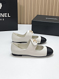 Marry Janes Leather Black & White with Gold Logo Hardware Buckle
