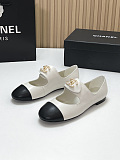 Marry Janes Leather Black & White with Gold Logo Hardware Buckle