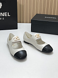Marry Janes Leather Black & White with Gold Logo Hardware Buckle