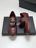 Marry Janes Leather Burgundy with Gold Logo Hardware Buckle