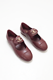 Marry Janes Leather Burgundy with Gold Logo Hardware Buckle