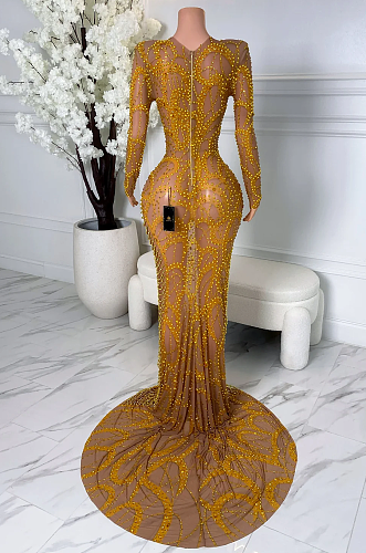 Seductress Gold Maxi Dress