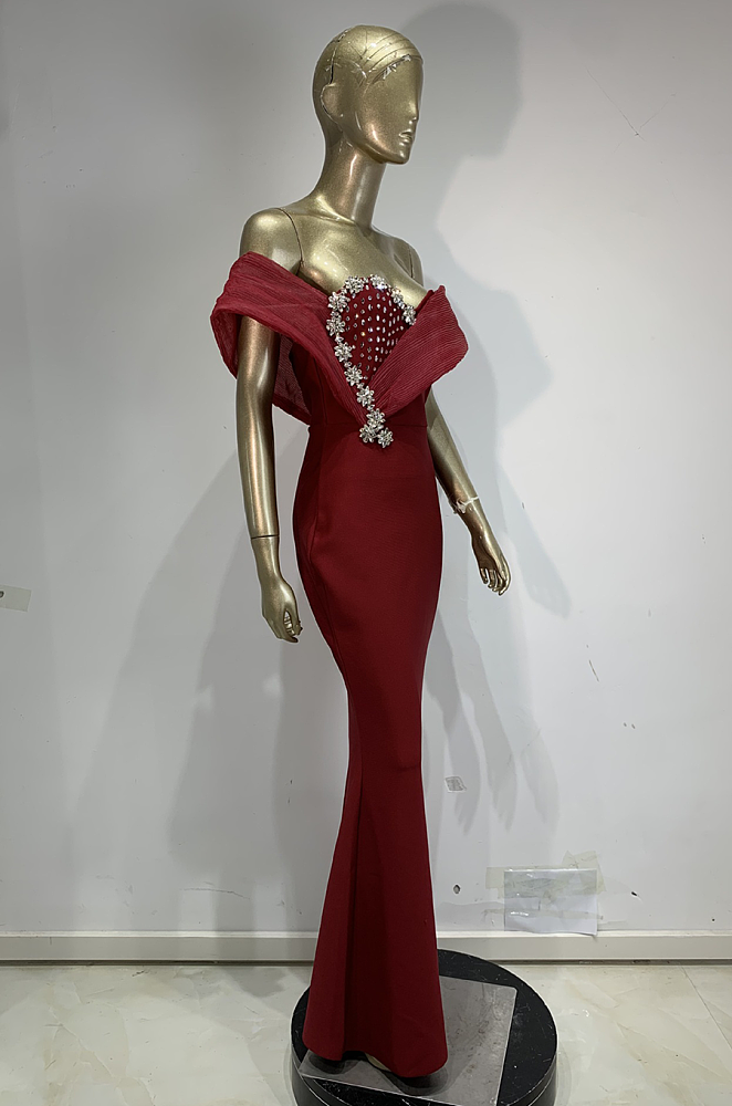 Fiona Off Shoulder Bandage Embellished Maxi Dress