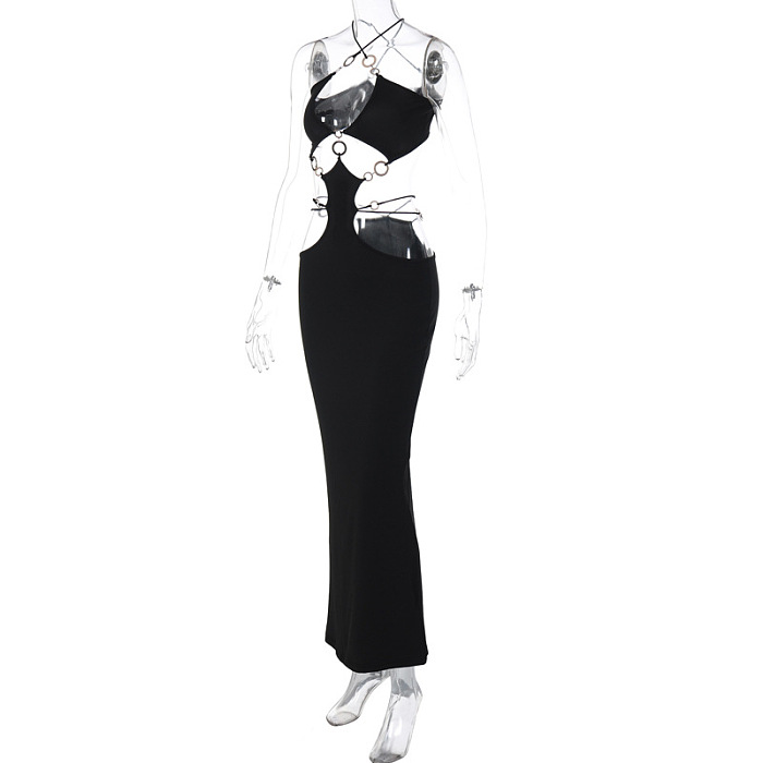 Sexy Club Metal O Ring Decorated Evening Dress