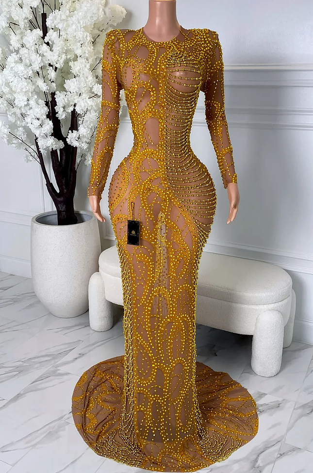 Seductress Gold Maxi Dress