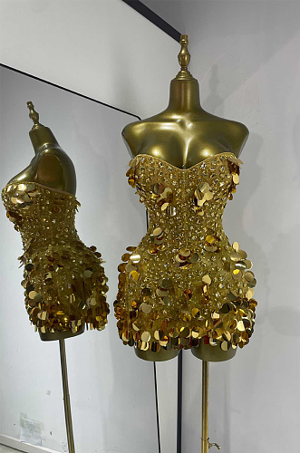 Strapless Sequin Embellished Mini Dress