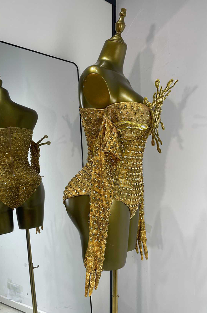 Party-Outfit Gold Strass-Jumpsuit