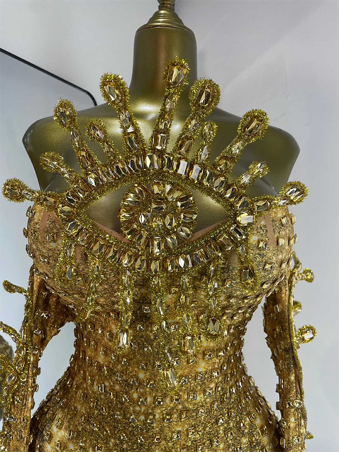 Party-Outfit Gold Strass-Jumpsuit
