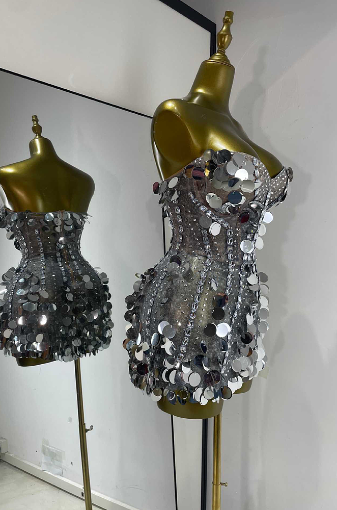 Strapless Sequin Embellished Mini Dress
