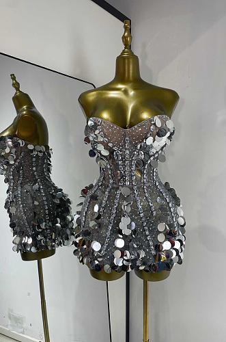 Strapless Sequin Embellished Mini Dress