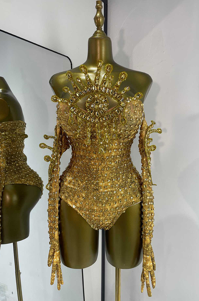Party-Outfit Gold Strass-Jumpsuit