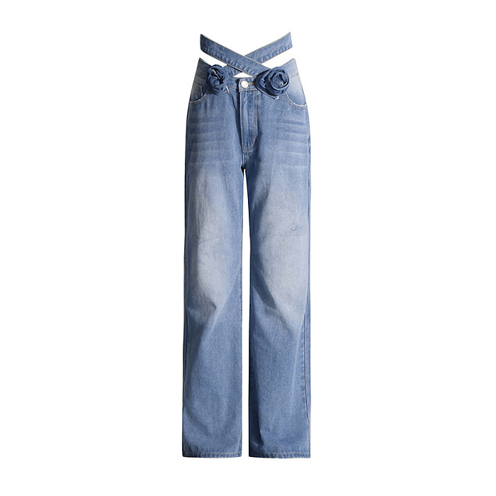 Floral Cross Jeans