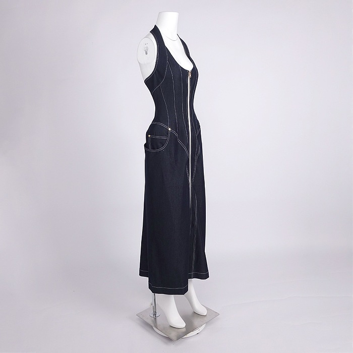 Halter Denim   Maxi Dress