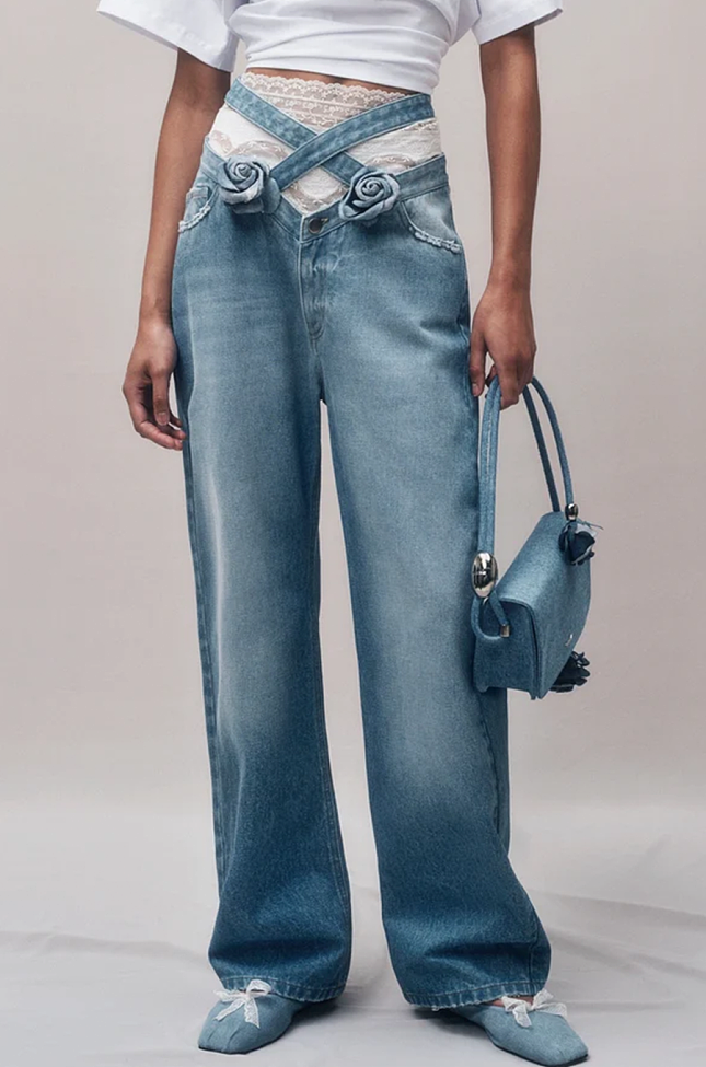 Floral Cross Jeans