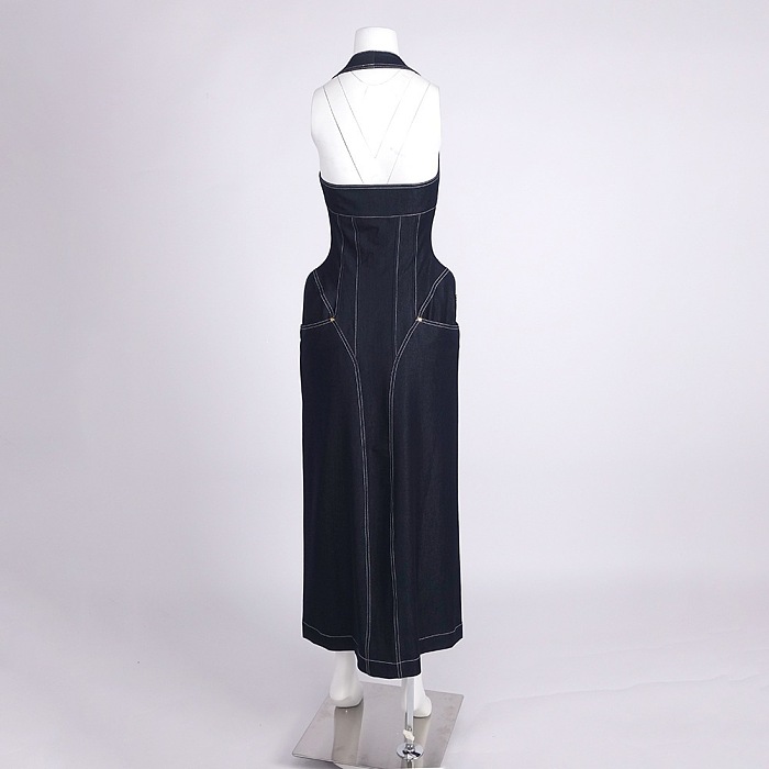 Halter Denim   Maxi Dress