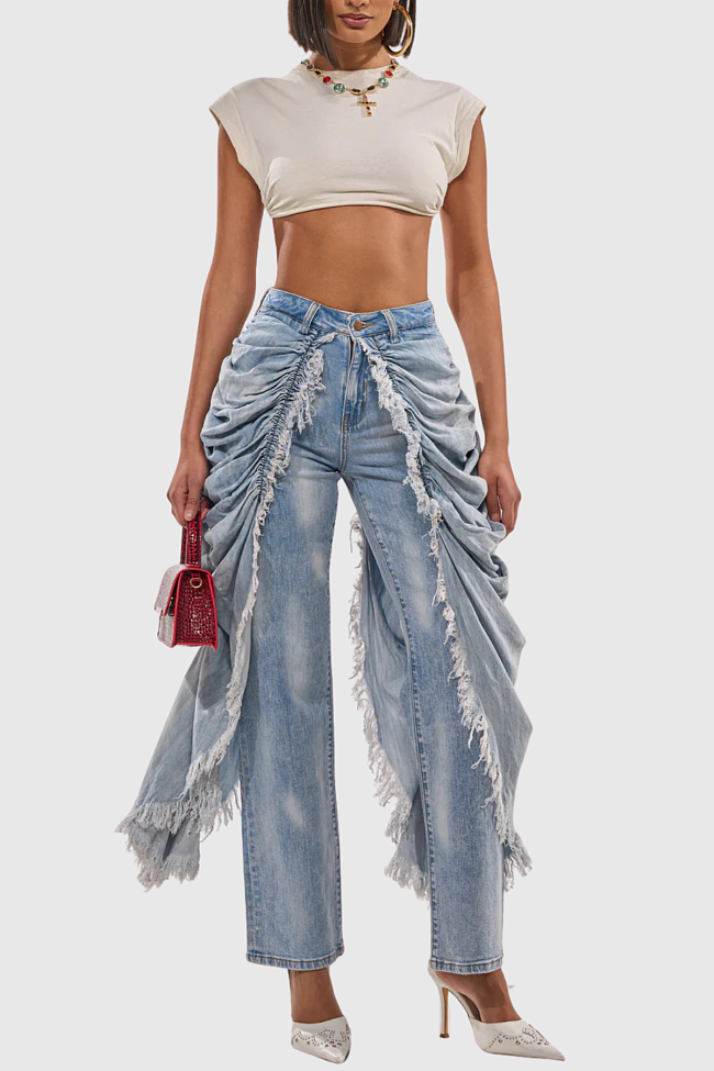 Ruched Overlay Jeans