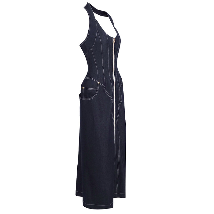 Halter Denim   Maxi Dress