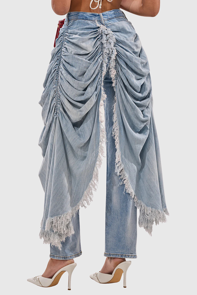 Ruched Overlay Jeans
