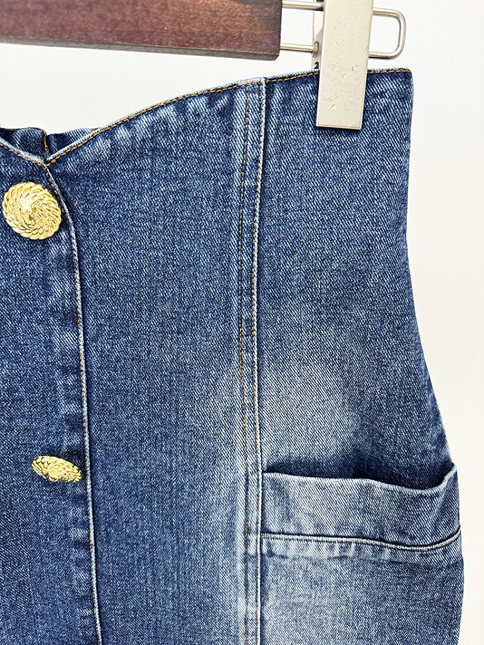 Button Denim Skirt