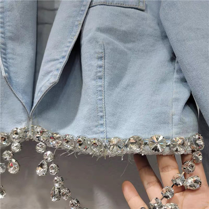 Rhinestone Denim Blazer