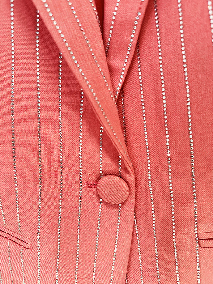 Crystal Pinstripe Blazer Set - Pink