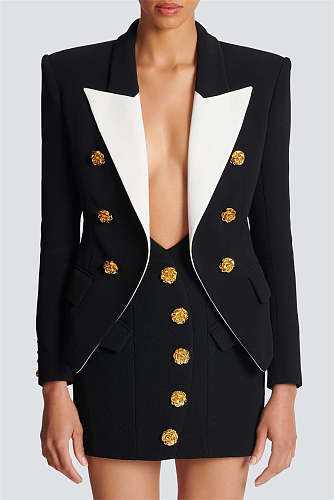 Roses Buttons Embellished Blazer