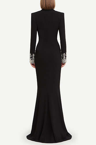 Crystal Embellished Blazer Maxi Dress