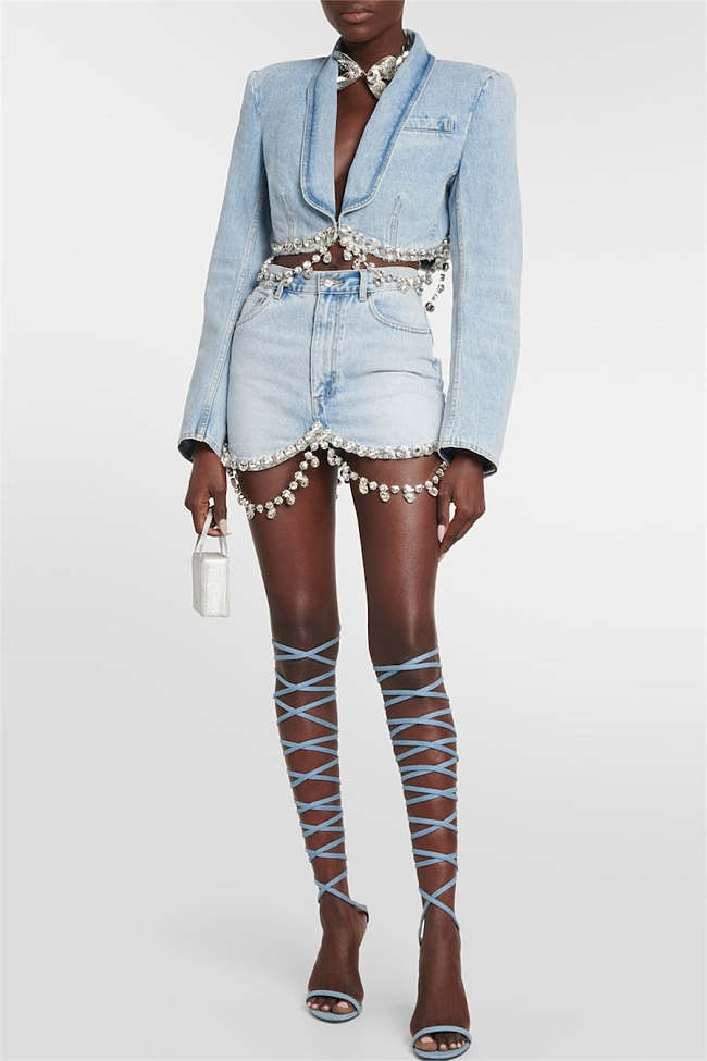 Rhinestone Denim Blazer