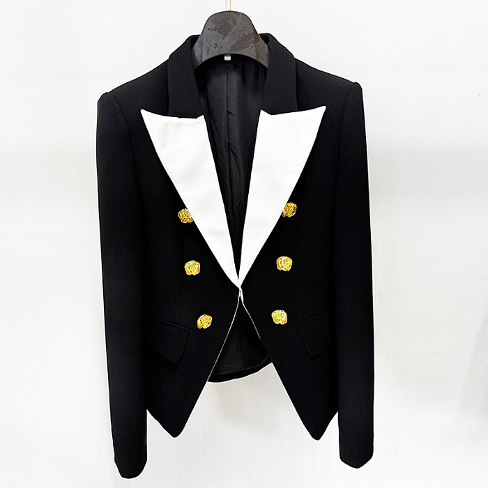 Roses Buttons Embellished Blazer