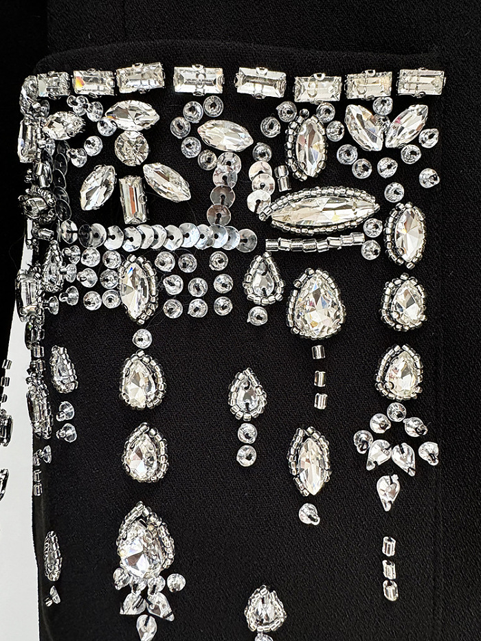 Crystal Embellished Blazer Maxi Dress
