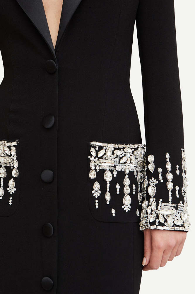 Crystal Embellished Blazer Maxi Dress