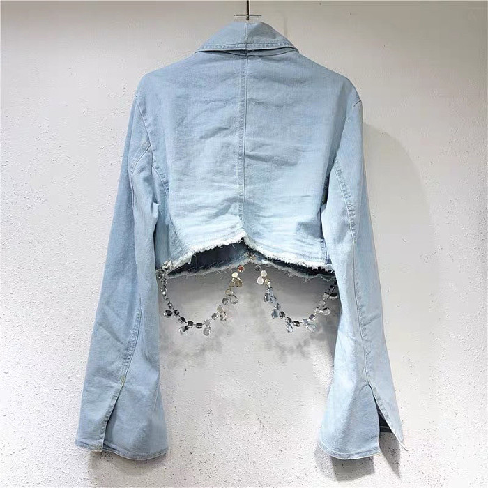 Rhinestone Denim Blazer