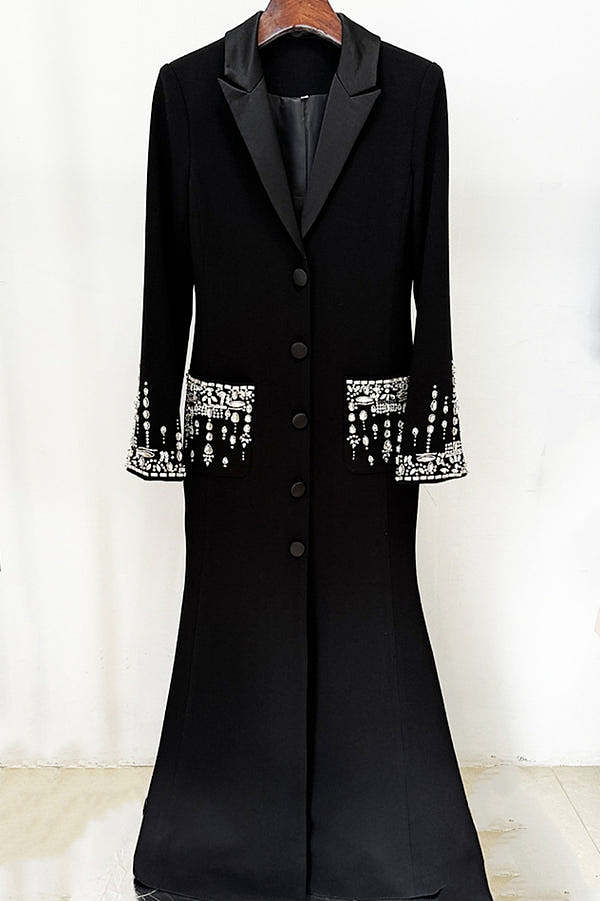 Crystal Embellished Blazer Maxi Dress