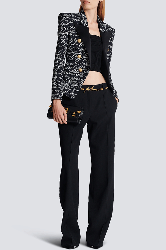 Print Buttoned Blazer