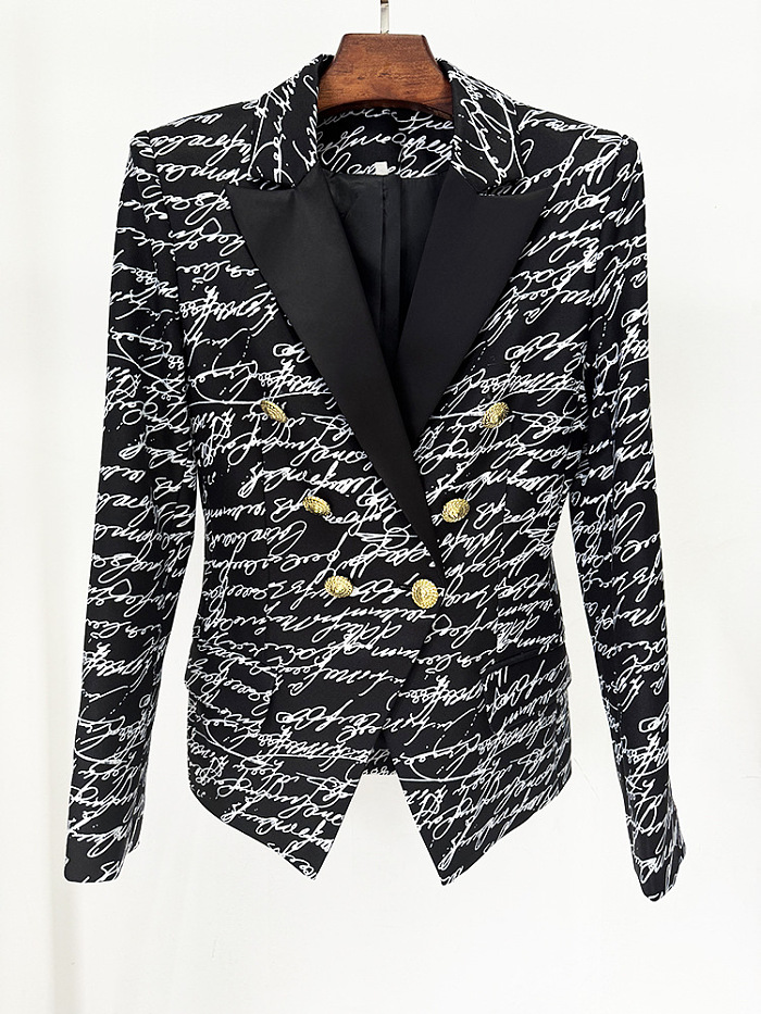 Print Buttoned Blazer