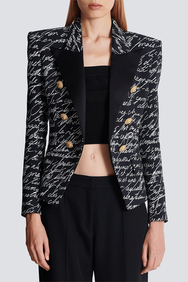 Print Buttoned Blazer