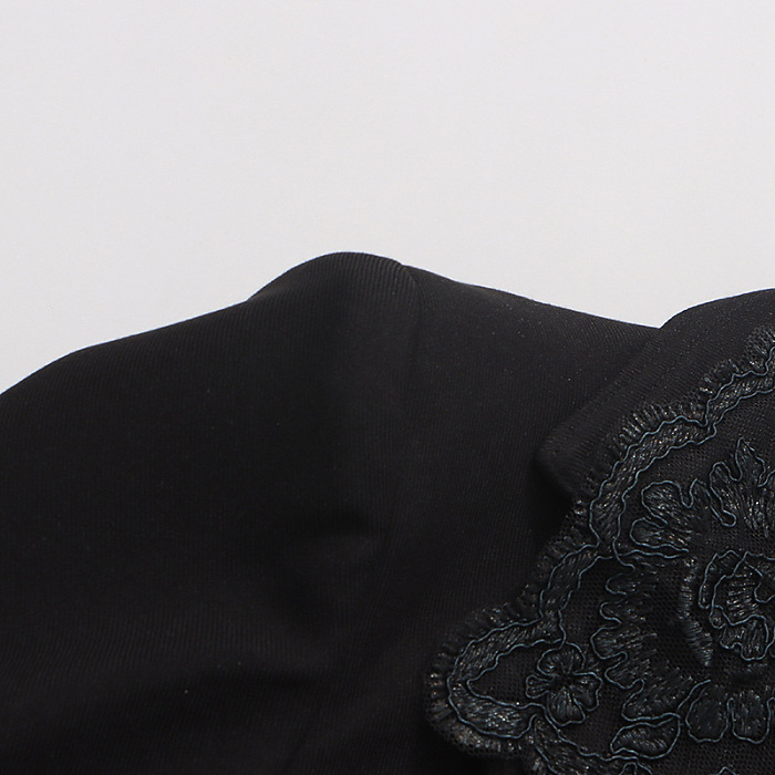 Floral Lace Blazer - Black