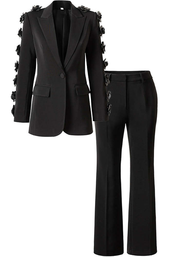 Floral Embellished Blazer Two Piece Set