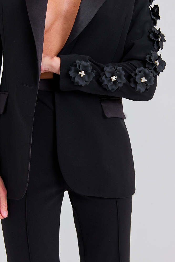 Floral Embellished Blazer Two Piece Set