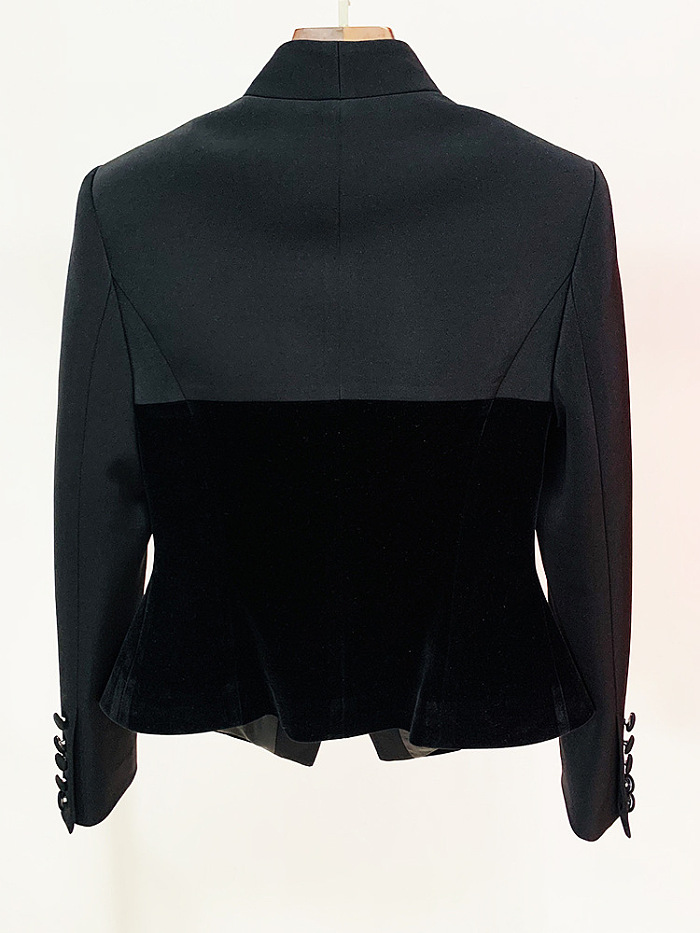 Velvet Collarless Bustier Blazer