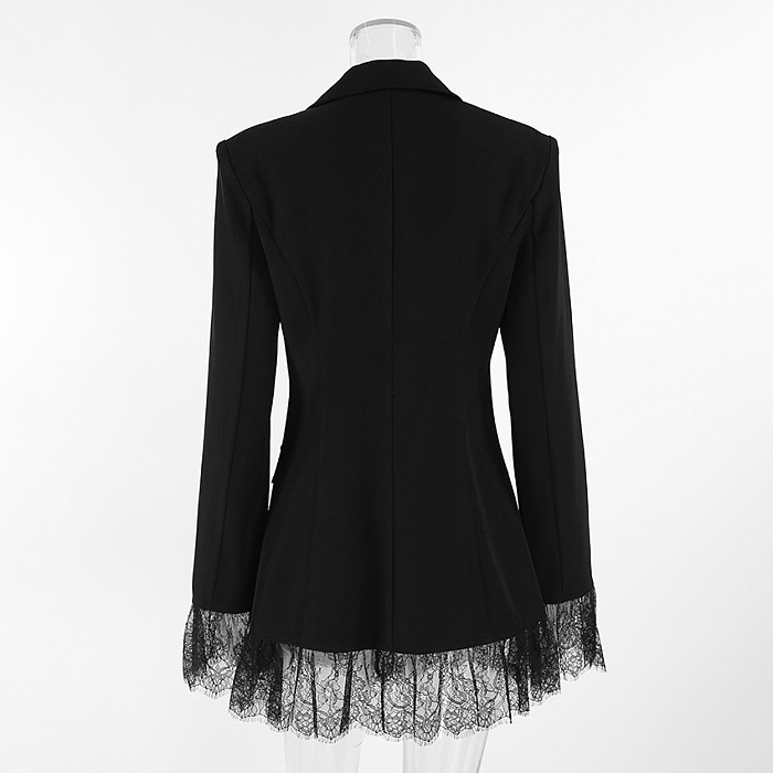 Lace Trim Blazer - Black