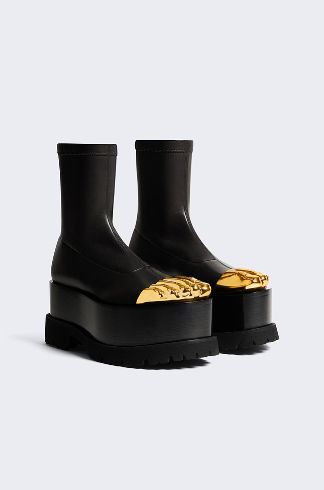 Trompe-l'œil Toe Leather Sock Boots
