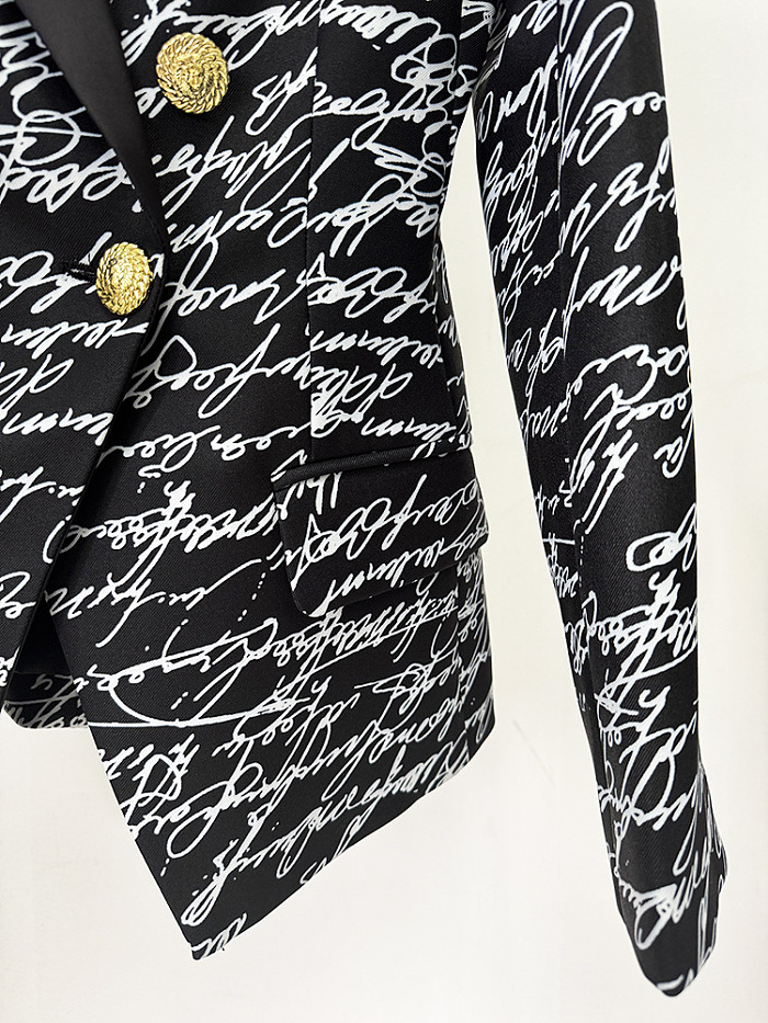 Print Buttoned Blazer