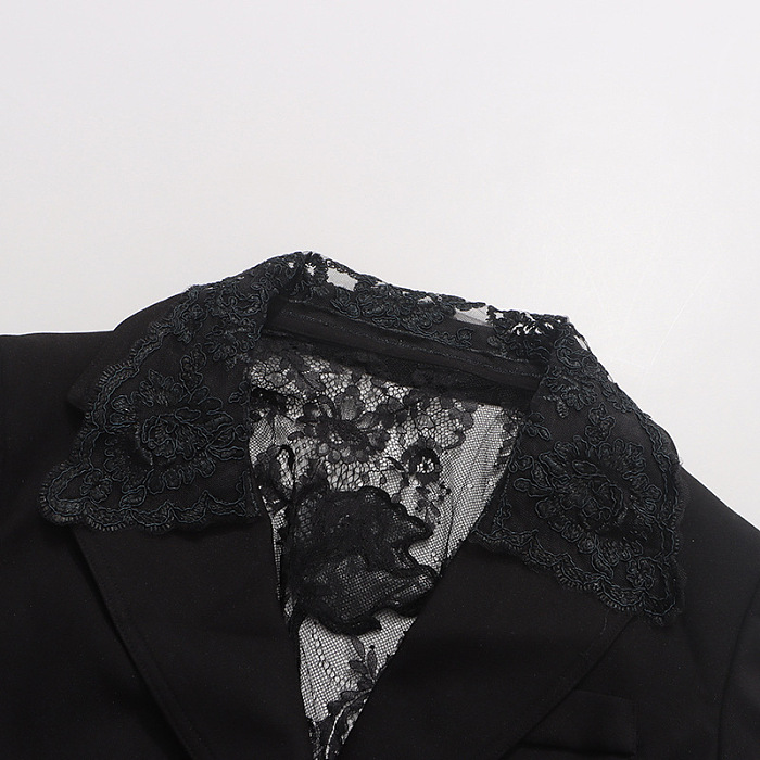 Floral Lace Blazer - Black