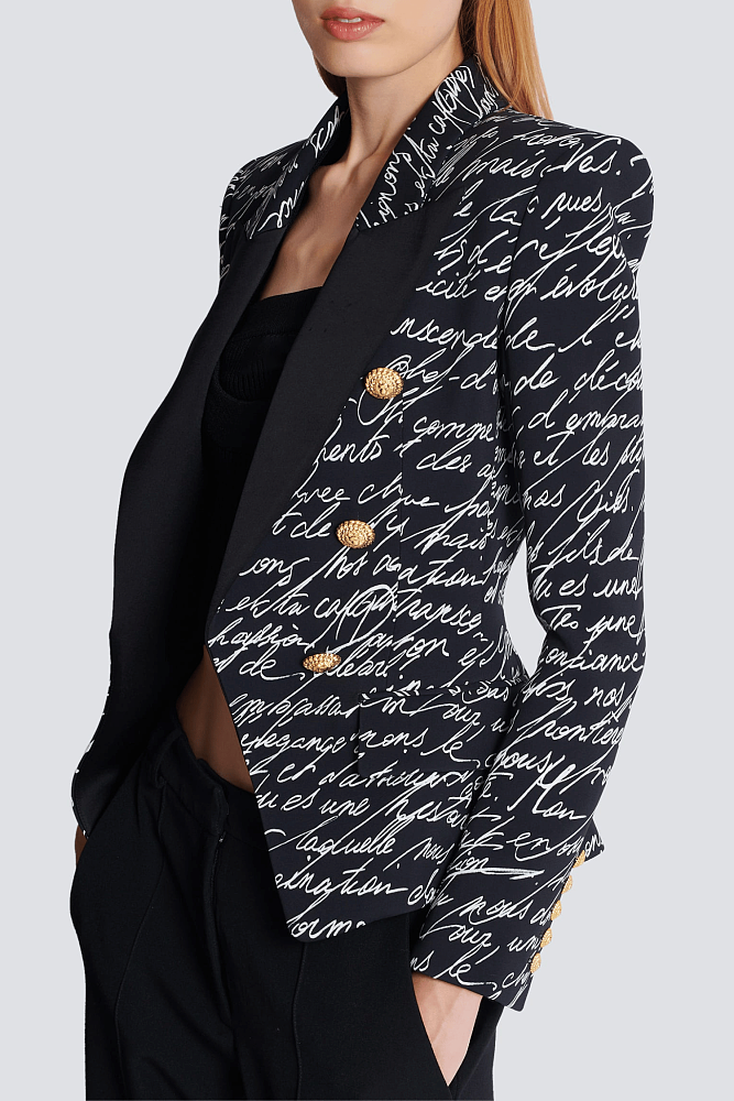 Print Buttoned Blazer
